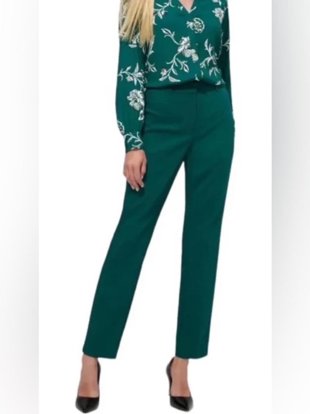 NWT White House Black Market Perfect Ankle Dress Pants Green WHBM Women’s 10R